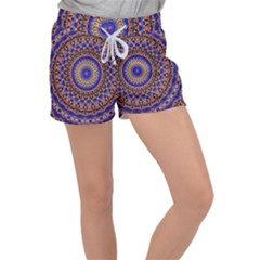 Mandala Kaleidoscope Background Women s Velour Lounge Shorts