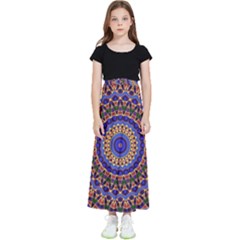 Mandala Kaleidoscope Background Kids  Flared Maxi Skirt