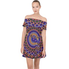 Mandala Kaleidoscope Background Off Shoulder Chiffon Dress