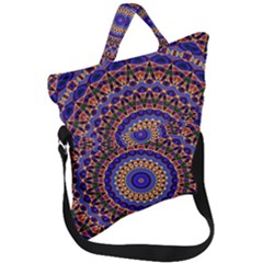 Mandala Kaleidoscope Background Fold Over Handle Tote Bag