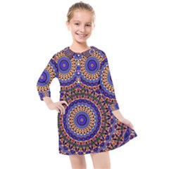 Mandala Kaleidoscope Background Kids  Quarter Sleeve Shirt Dress