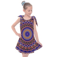 Mandala Kaleidoscope Background Kids  Tie Up Tunic Dress