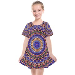 Mandala Kaleidoscope Background Kids  Smock Dress