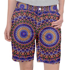 Mandala Kaleidoscope Background Women s Pocket Shorts by Jancukart