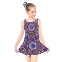 Mandala Kaleidoscope Background Kids  Skater Dress Swimsuit