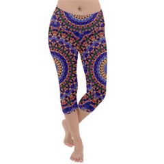 Mandala Kaleidoscope Background Lightweight Velour Capri Yoga Leggings
