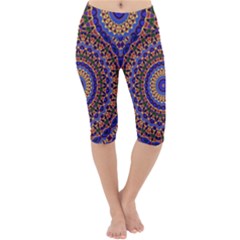 Mandala Kaleidoscope Background Lightweight Velour Cropped Yoga Leggings