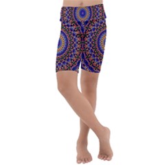 Mandala Kaleidoscope Background Kids  Lightweight Velour Cropped Yoga Leggings
