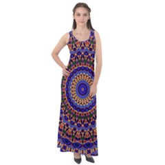 Mandala Kaleidoscope Background Sleeveless Velour Maxi Dress