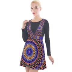 Mandala Kaleidoscope Background Plunge Pinafore Velour Dress