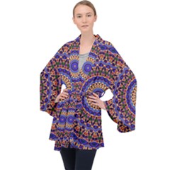 Mandala Kaleidoscope Background Long Sleeve Velvet Kimono 
