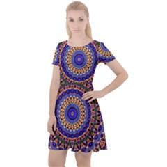 Mandala Kaleidoscope Background Cap Sleeve Velour Dress 