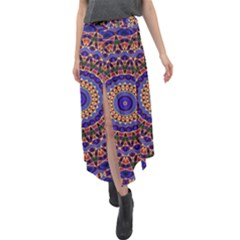 Mandala Kaleidoscope Background Velour Split Maxi Skirt