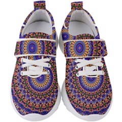 Mandala Kaleidoscope Background Kids  Velcro Strap Shoes