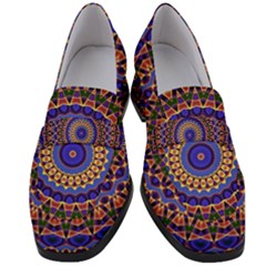 Mandala Kaleidoscope Background Women s Chunky Heel Loafers
