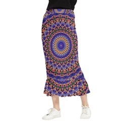 Mandala Kaleidoscope Background Maxi Fishtail Chiffon Skirt