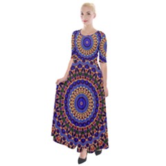 Mandala Kaleidoscope Background Half Sleeves Maxi Dress