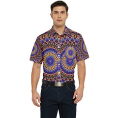 Mandala Kaleidoscope Background Men s Short Sleeve Pocket Shirt 