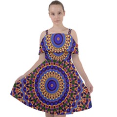 Mandala Kaleidoscope Background Cut Out Shoulders Chiffon Dress