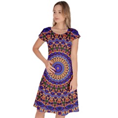 Mandala Kaleidoscope Background Classic Short Sleeve Dress