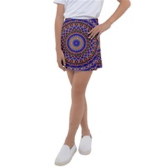 Mandala Kaleidoscope Background Kids  Tennis Skirt