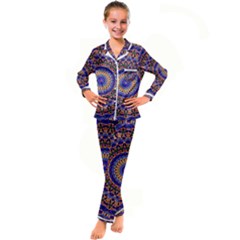 Mandala Kaleidoscope Background Kid s Satin Long Sleeve Pajamas Set