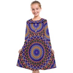 Mandala Kaleidoscope Background Kids  Midi Sailor Dress