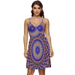 Mandala Kaleidoscope Background V-Neck Pocket Summer Dress 