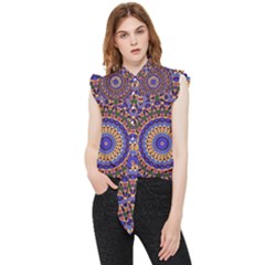Mandala Kaleidoscope Background Frill Detail Shirt