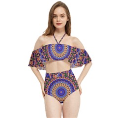 Mandala Kaleidoscope Background Halter Flowy Bikini Set 