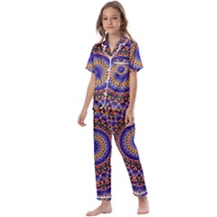 Mandala Kaleidoscope Background Kids  Satin Short Sleeve Pajamas Set