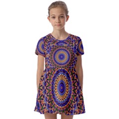 Mandala Kaleidoscope Background Kids  Short Sleeve Pinafore Style Dress