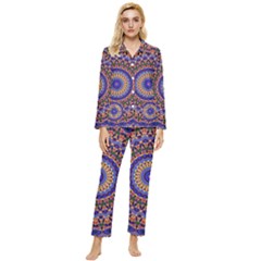 Mandala Kaleidoscope Background Womens  Long Sleeve Velvet Pocket Pajamas Set