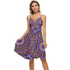 Mandala Kaleidoscope Background Sleeveless Tie Front Chiffon Dress