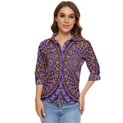 Mandala Kaleidoscope Background Women s Quarter Sleeve Pocket Shirt