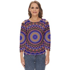 Mandala Kaleidoscope Background Cut Out Wide Sleeve Top