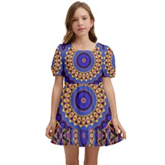 Mandala Kaleidoscope Background Kids  Short Sleeve Dolly Dress