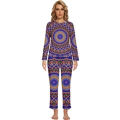 Mandala Kaleidoscope Background Womens  Long Sleeve Lightweight Pajamas Set