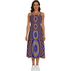 Mandala Kaleidoscope Background Sleeveless Shoulder Straps Boho Dress
