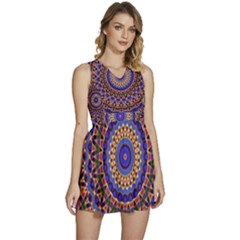 Mandala Kaleidoscope Background Sleeveless High Waist Mini Dress