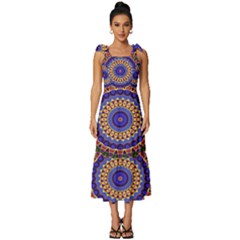 Mandala Kaleidoscope Background Tie-Strap Tiered Midi Chiffon Dress