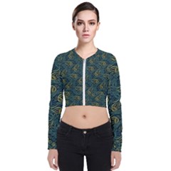 Pattern Abstract Green Texture Long Sleeve Zip Up Bomber Jacket