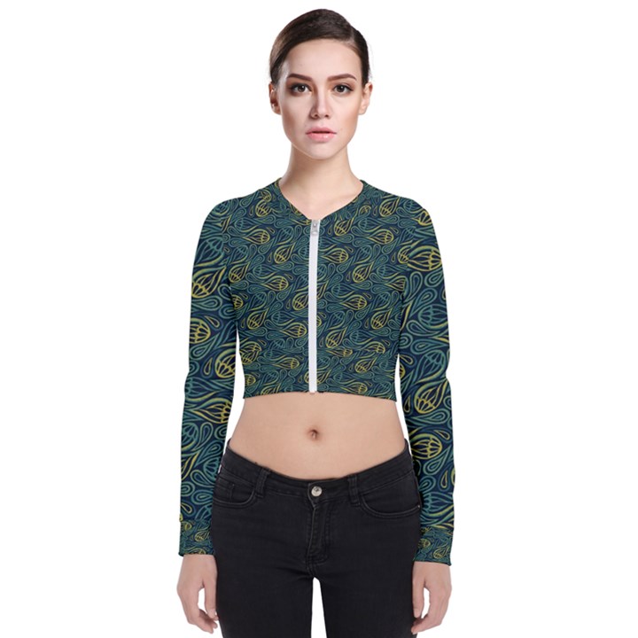 Pattern Abstract Green Texture Long Sleeve Zip Up Bomber Jacket