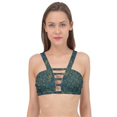 Pattern Abstract Green Texture Cage Up Bikini Top