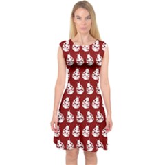 Ladybug Vector Geometric Tile Pattern Capsleeve Midi Dress by GardenOfOphir