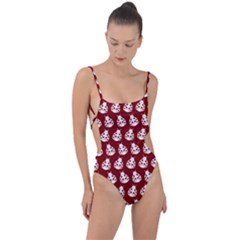 Ladybug Vector Geometric Tile Pattern Tie Strap One Piece Swimsuit