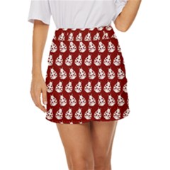 Ladybug Vector Geometric Tile Pattern Mini Front Wrap Skirt