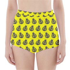 Ladybug Vector Geometric Tile Pattern High-waisted Bikini Bottoms