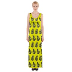 Ladybug Vector Geometric Tile Pattern Thigh Split Maxi Dress