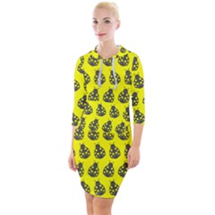 Ladybug Vector Geometric Tile Pattern Quarter Sleeve Hood Bodycon Dress